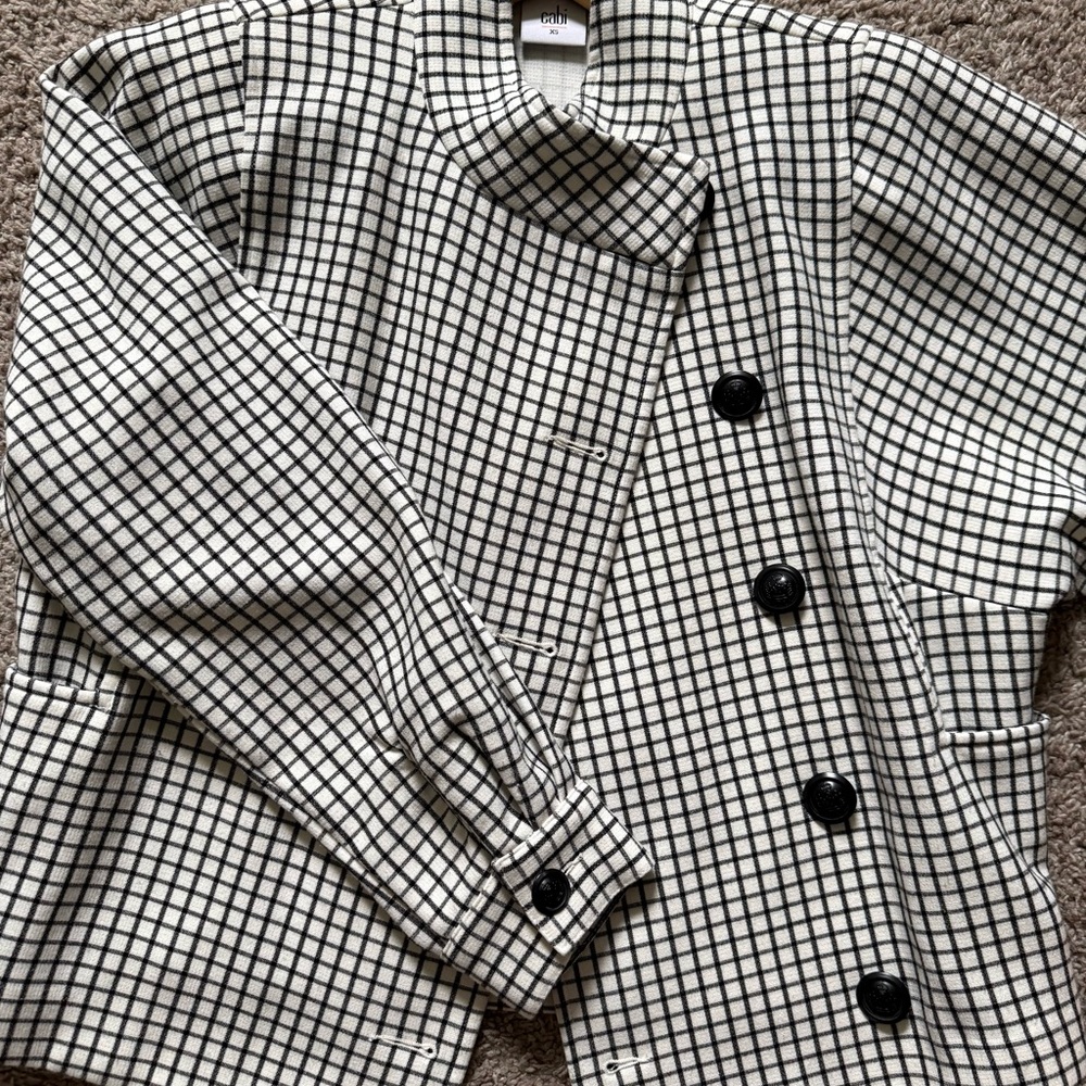 CAbi Black and White Plaid Cape